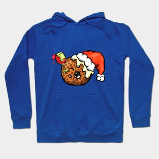 Christmas Pudding Drinking Cartoon Character Illustration Hoodie